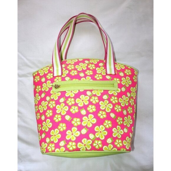 Lilly Pulitzer Dune Buggy Floral print purse Pink and Green Tote Lady Bug - Picture 2 of 9